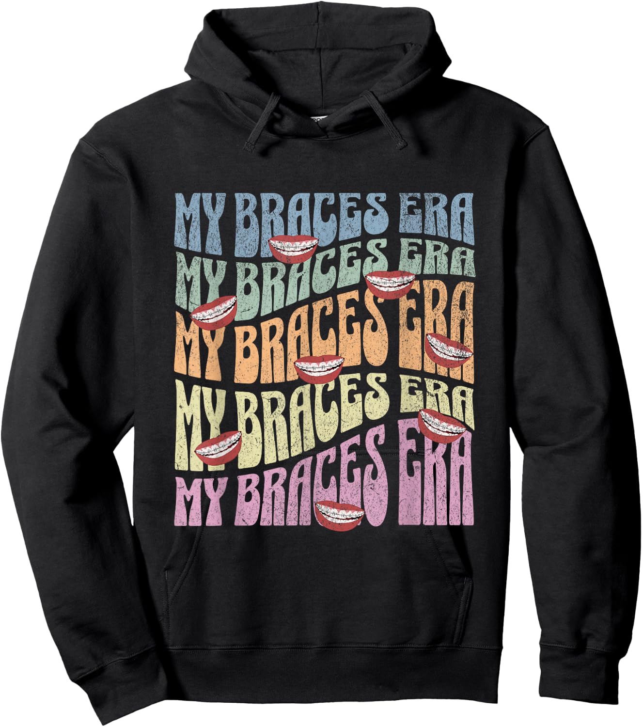 My Braces ERA Funny Retro Text Dental Braces for Teens Kids Hoodie - Hoodie | Black