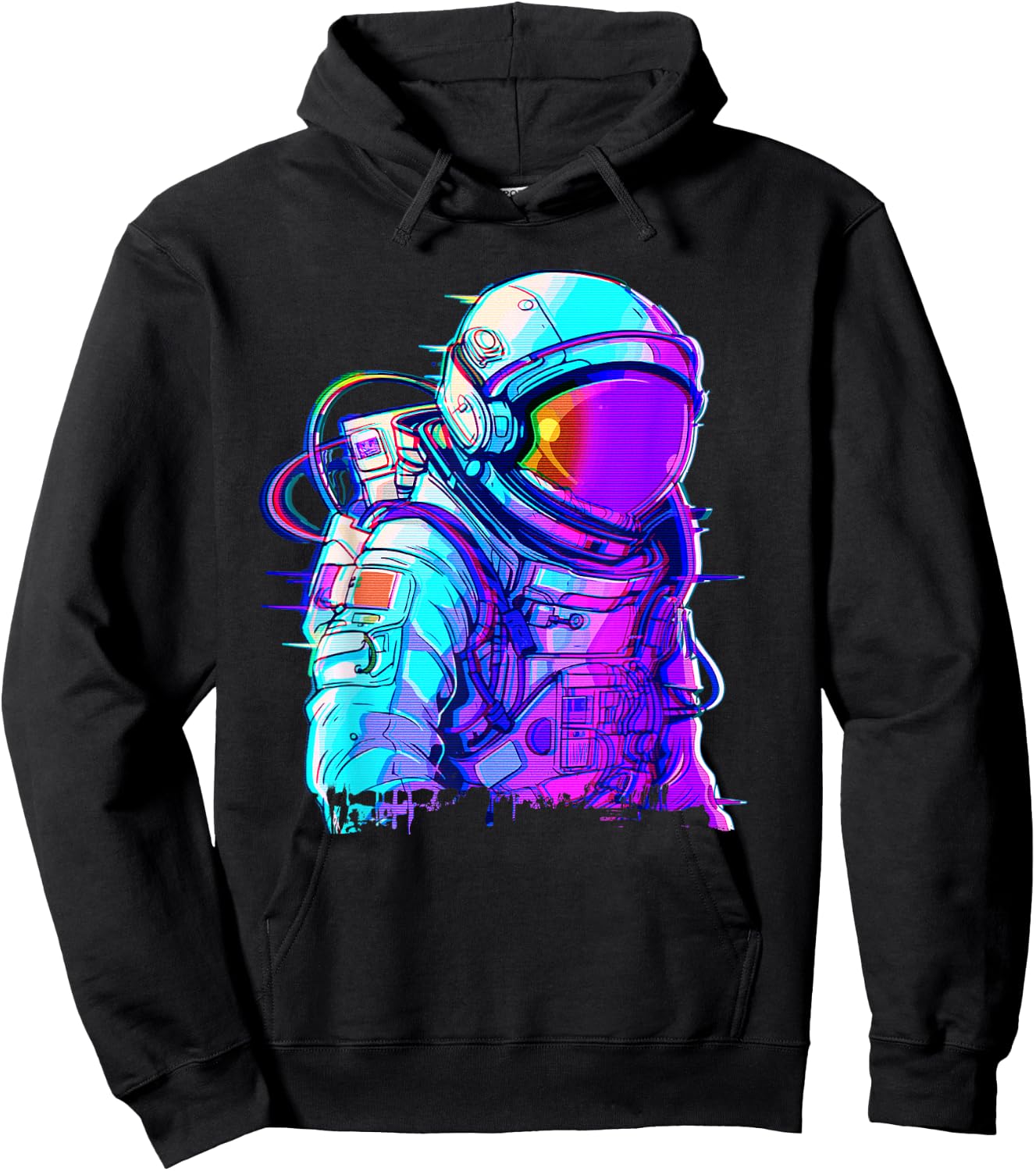 Cyber Astronaut Vaporwave Aesthetic Galaxy Art Space Man Hoodie - Hoodie | Black