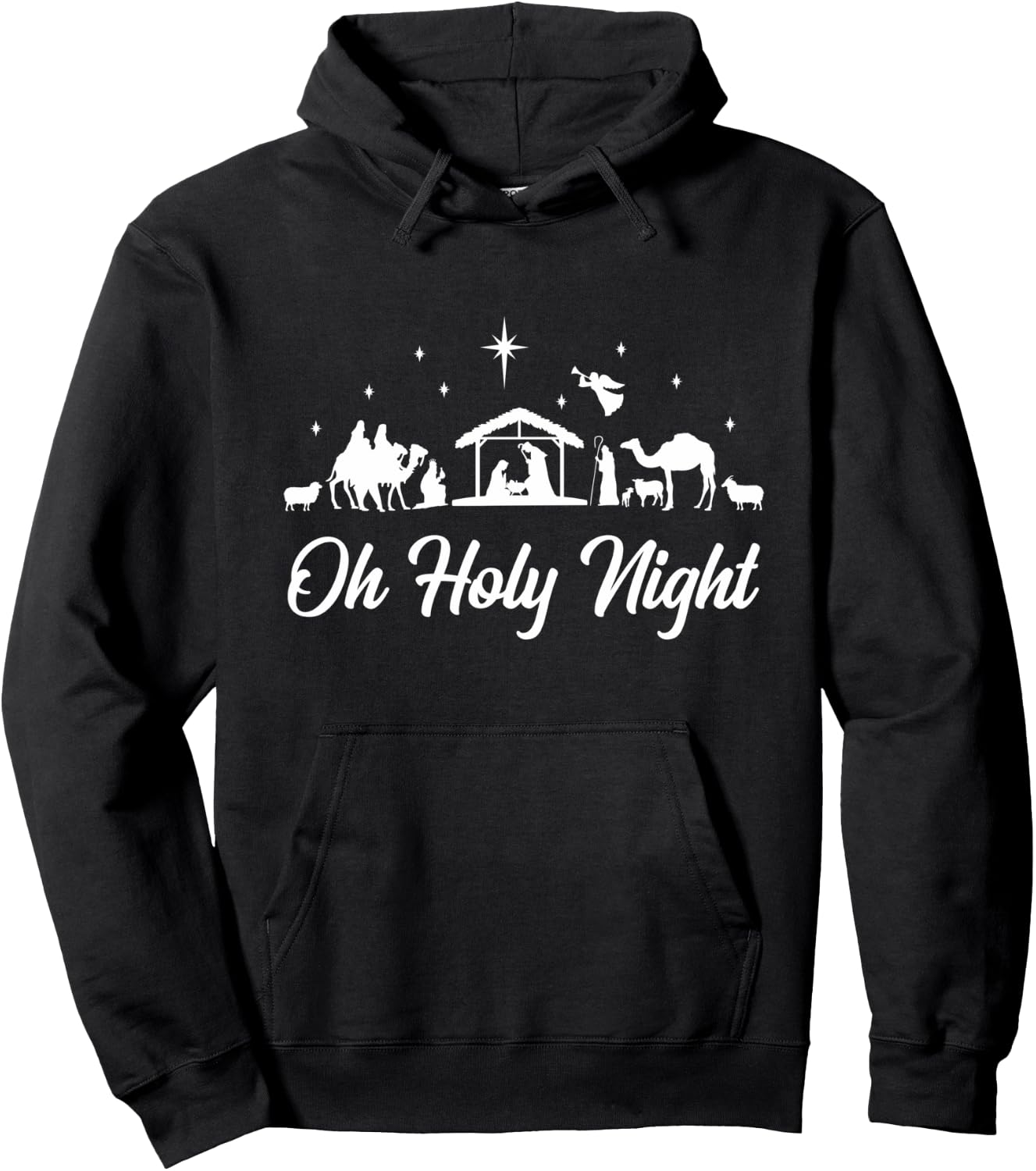 Oh Holy Night Nativity Scene Funny Christmas Christian Hoodie - Hoodie | Black