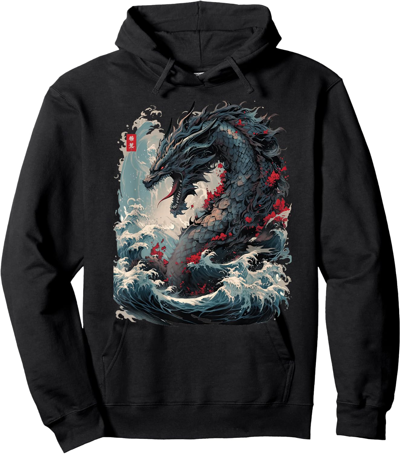Japanese Aesthetic Dragon japanese art Japan Tattoo Hoodie - Hoodie | Black
