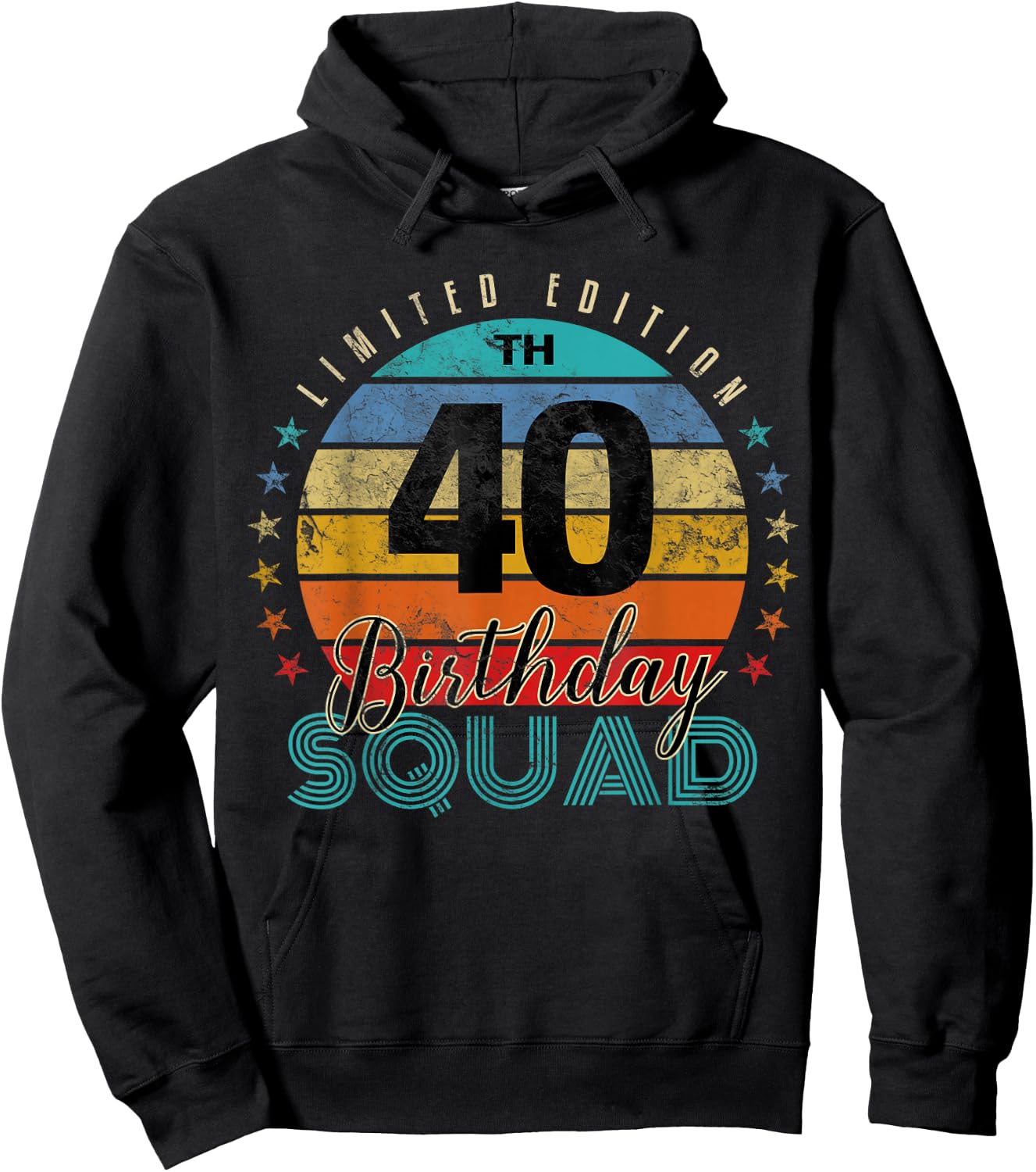 40 Year Old Birthday Squad Vintage 40th B-Day Group Friends Hoodie - Hoodie | Black
