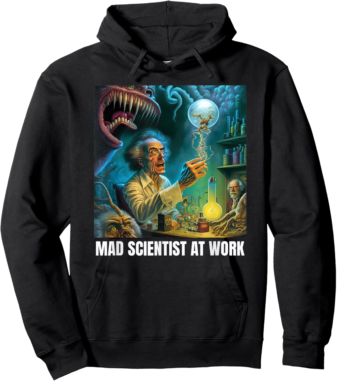 Funny Mad Scientist Fantasy Monster,Comic Nerd Lover Hoodie - Hoodie | Black