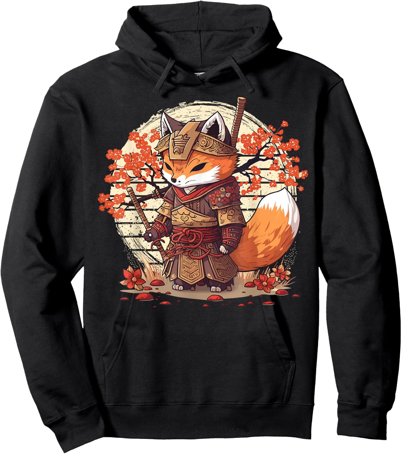 Samurai Fox Warrior Japanese Ninja Fox Kawaii Hoodie - Hoodie | Black