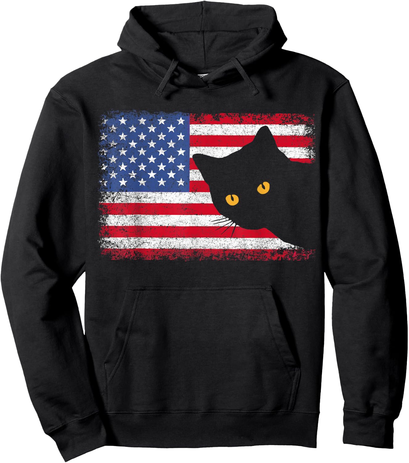 Patriotic USA Flag 4th of July Men Women Kids Boys Girl Cat Hoodie - Hoodie | Black