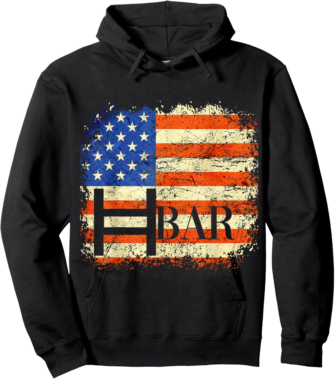 HBAR Crypto USA Flag BULLRUN 2024 HODL Hedera Hashgraph Men Hoodie - Hoodie | Black