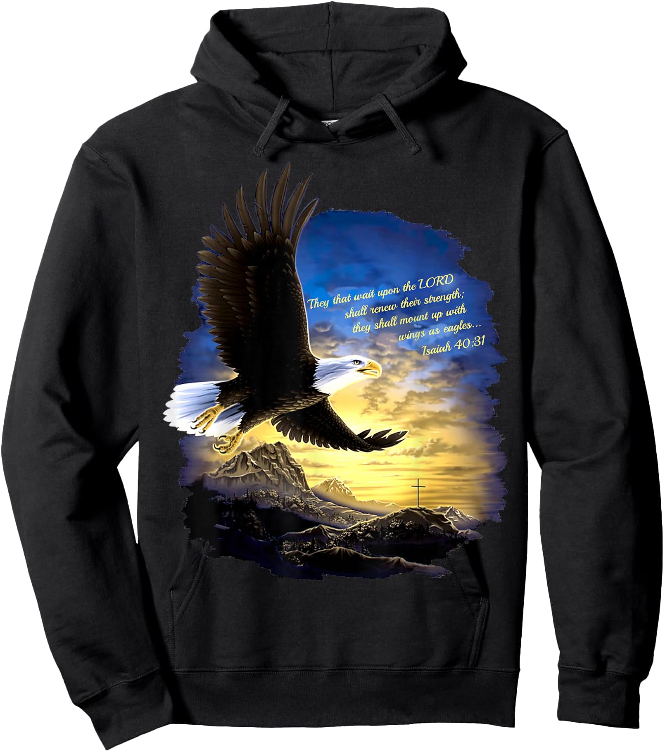 Isaiah 40:31 Mount Up Wings as Eagles Christian Bible Verse Hoodie - Hoodie | Black