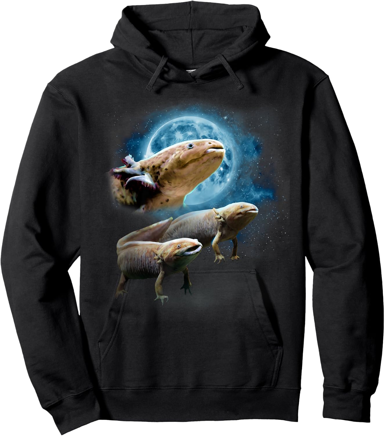 Howling at the Moon Shirt - Axolotl Shirt - Funny Axolotl Hoodie - Hoodie | Black