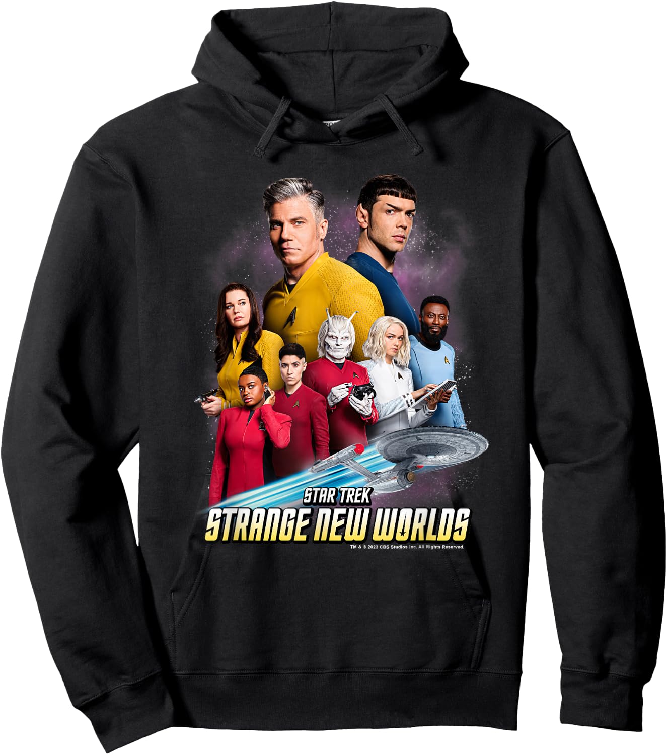 Star Trek Strange New Worlds Crew Pike Spock Uhura Ortegas Hoodie - Hoodie | Black