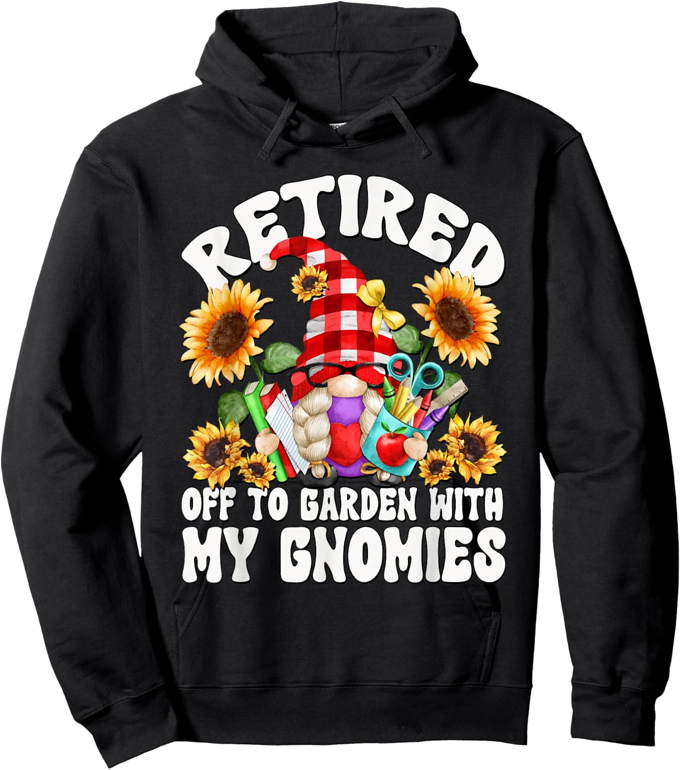 Funny Retirement Teacher Gnome Retired Mom Life Hoodie - Hoodie | Black