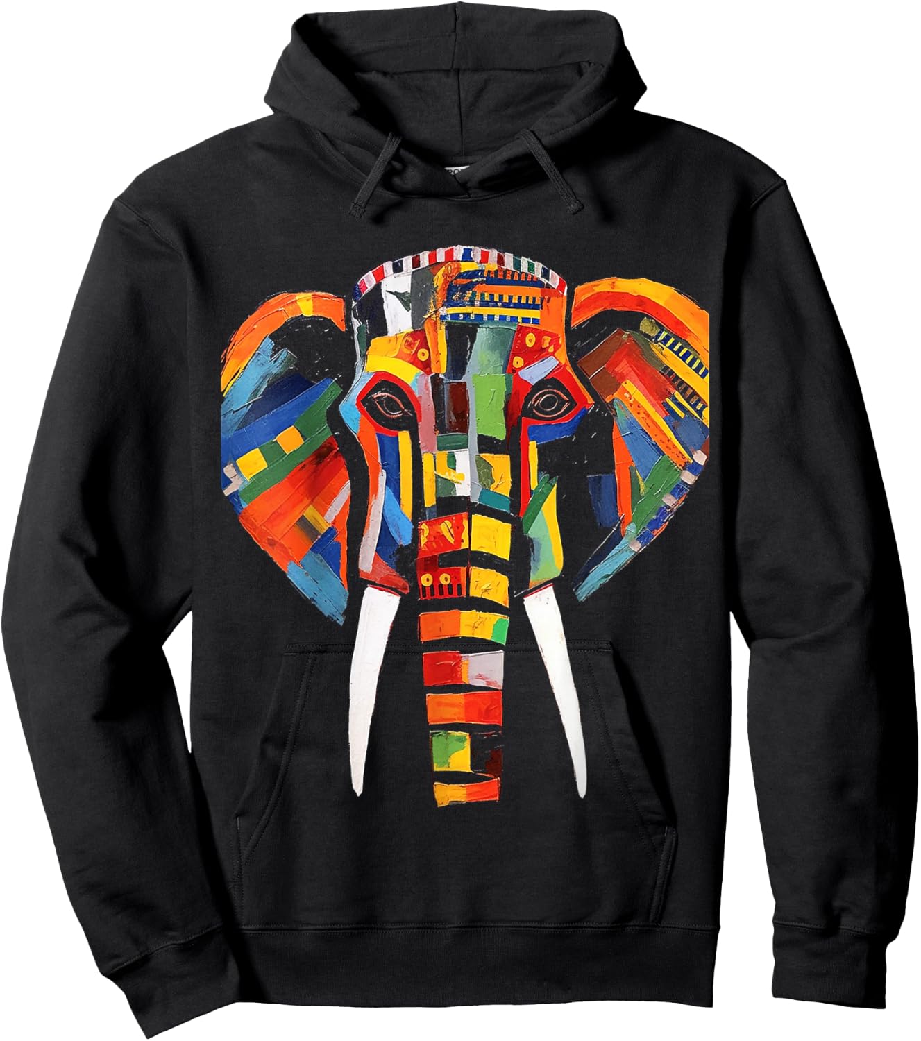 Elephant Colourful Artwork - Animal Motif Art Animal Elephant Hoodie - Hoodie | Black