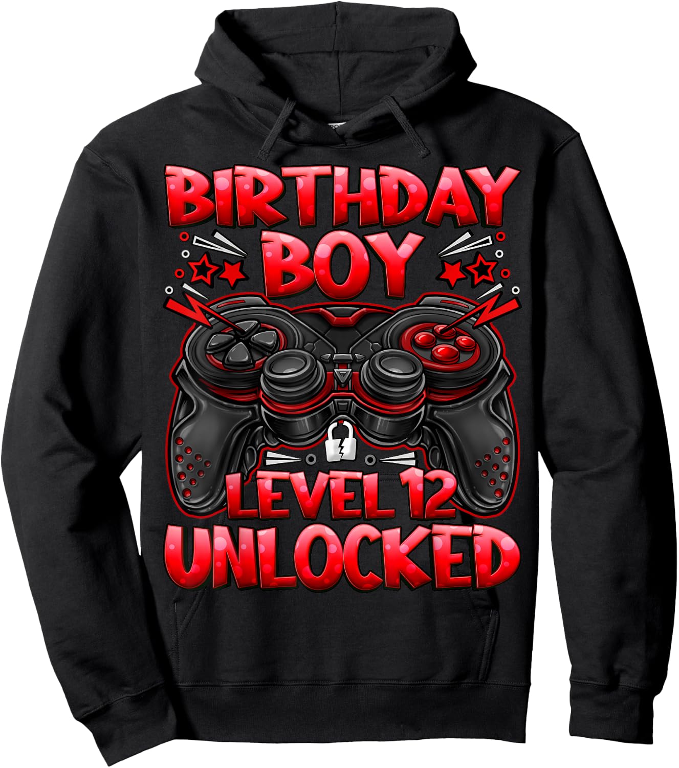 Birthday Boy Level 12 Unlocked 12th Birthday Gaming Gifts Hoodie - Hoodie | Black