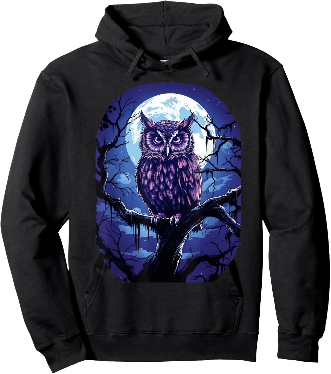 Owl Moon Graphic Women Men Girls Boys Hoodie - Hoodie | Black