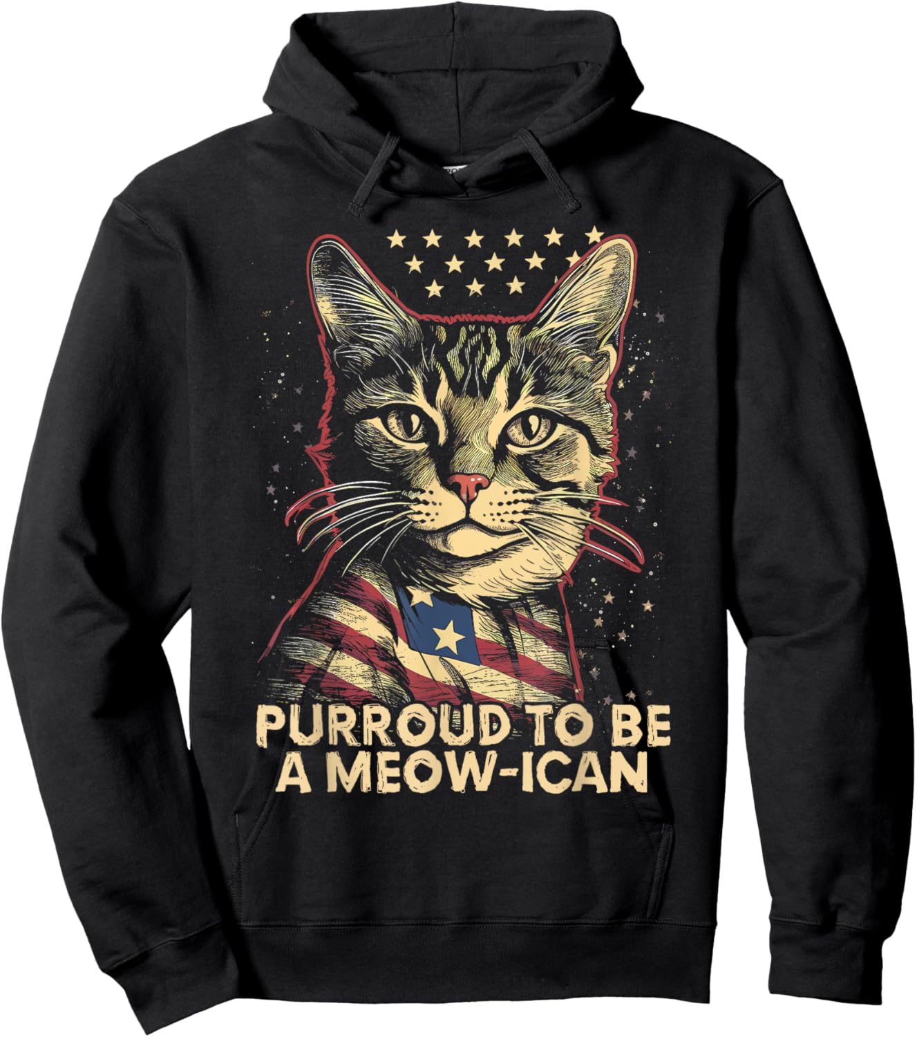 4th July Cat Lover, Purroud To Be A Meow-ican, American Cat Men Women Kids Hoodie - Hoodie | Black