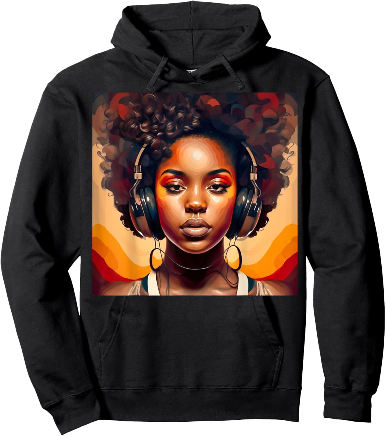 Excessivism Black Woman Listening to Music African American Hoodie - Hoodie | Black