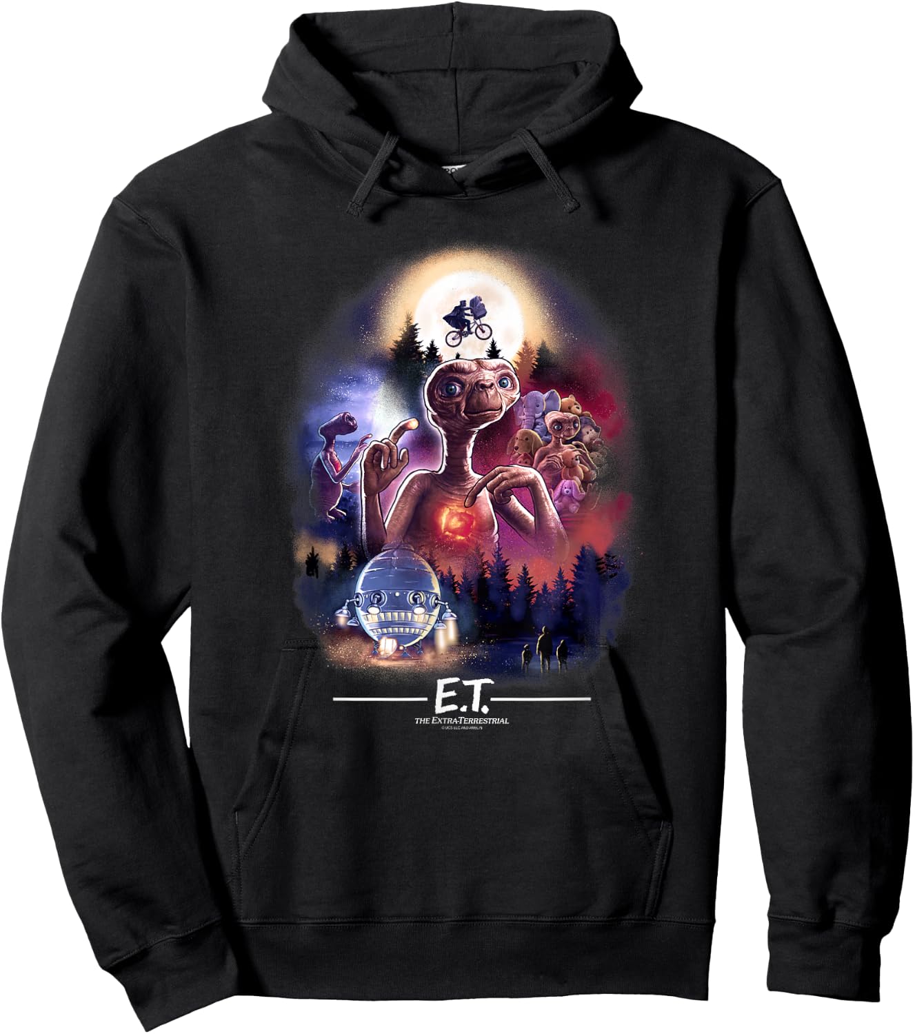 E.T. the Extra-Terrestrial Centered Collage Hoodie - Hoodie | Black