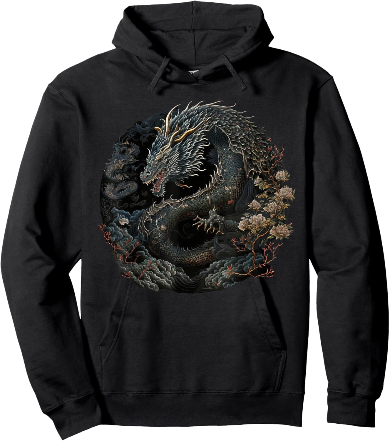 Japanese Art Dragon Japan Chinese Asian Graphic Print Hoodie - Hoodie | Black