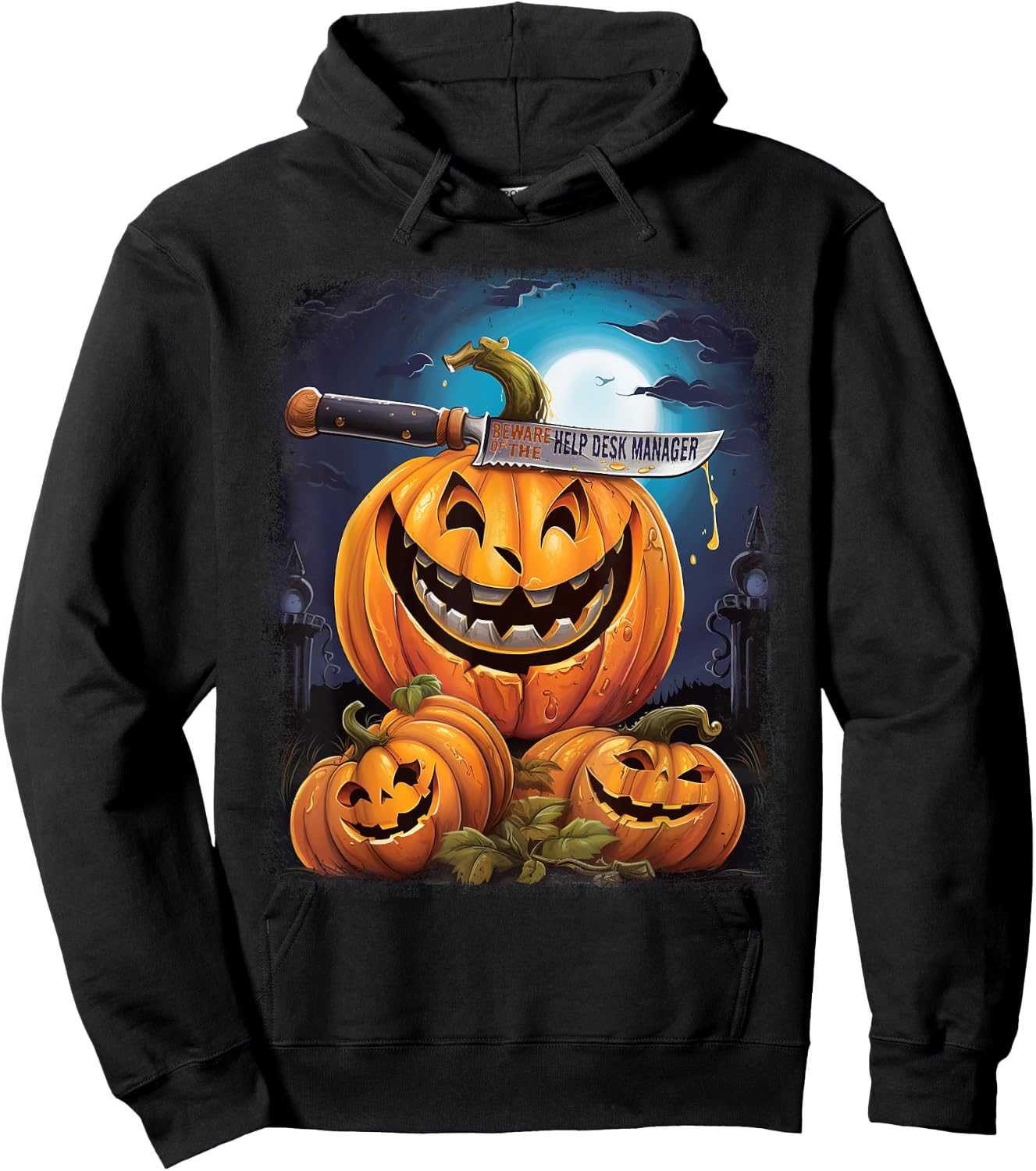 Help Desk Manager Funny Halloween Fun Pun Spooky Hoodie - Hoodie | Black