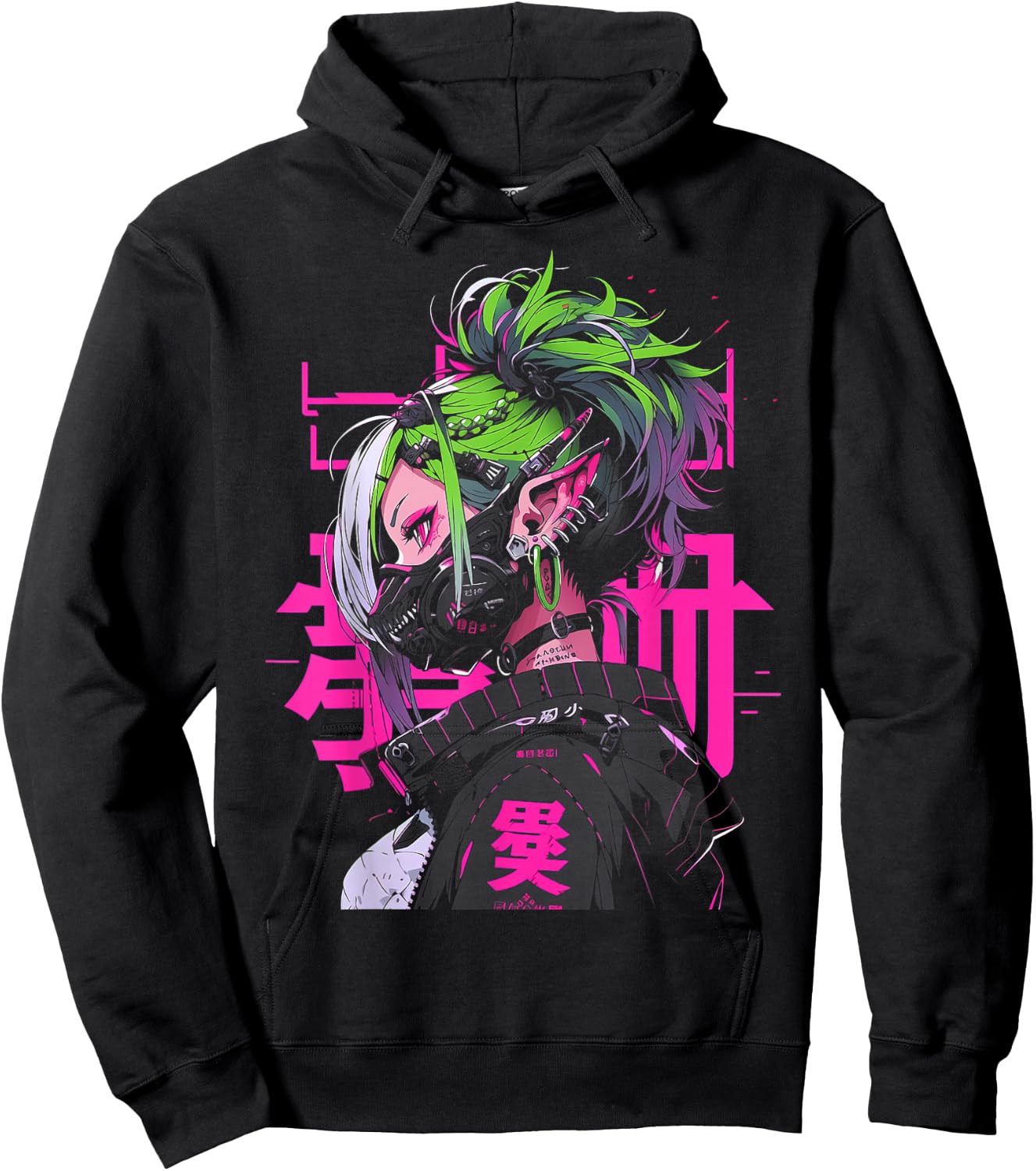 Anime Manga Cyberpunk Aesthetic Techwear Harajuku Hoodie - Hoodie | Black