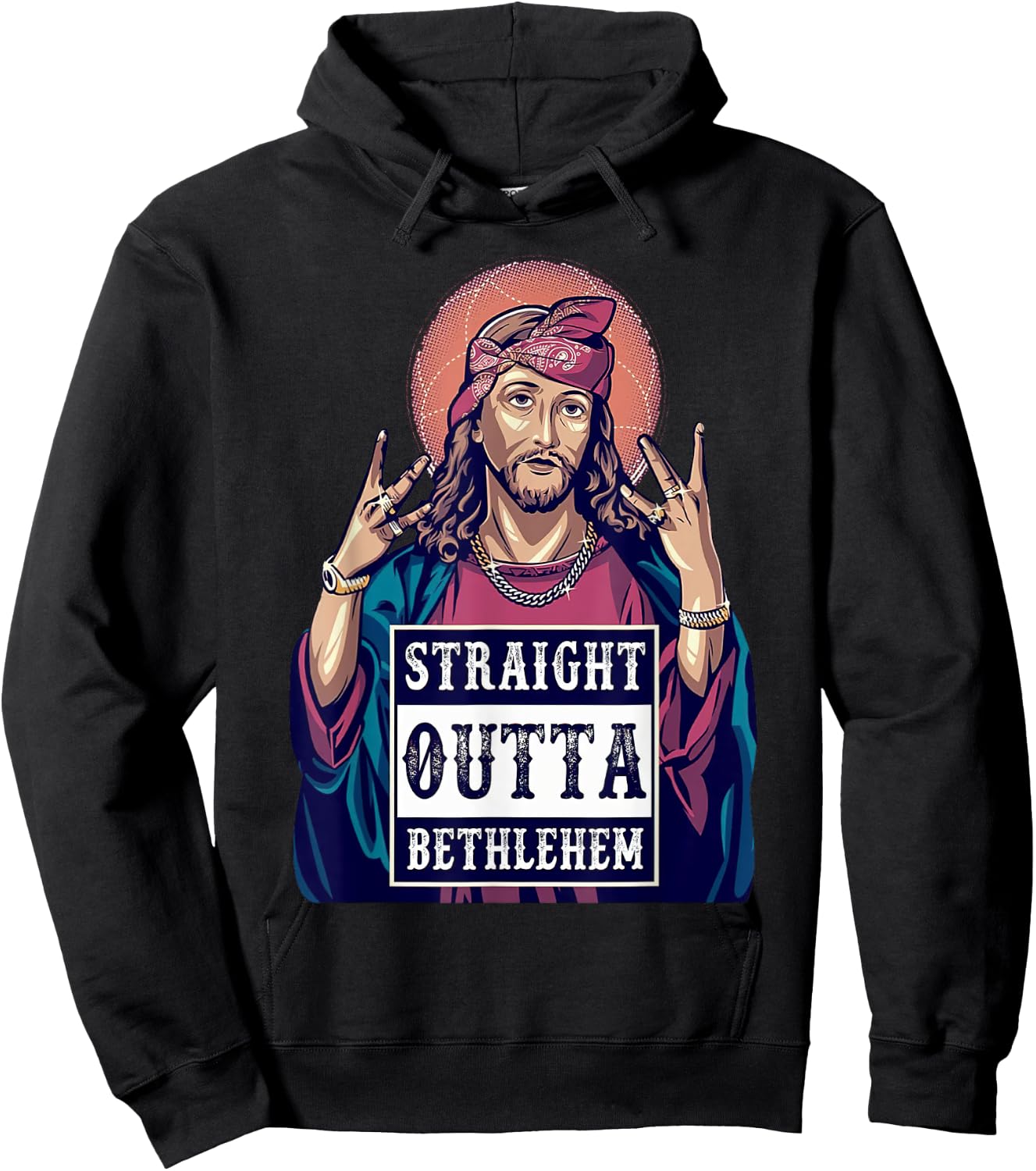 Funny Jesus Funny Christian Straight Outta Bethlehem Hoodie - Hoodie | Black