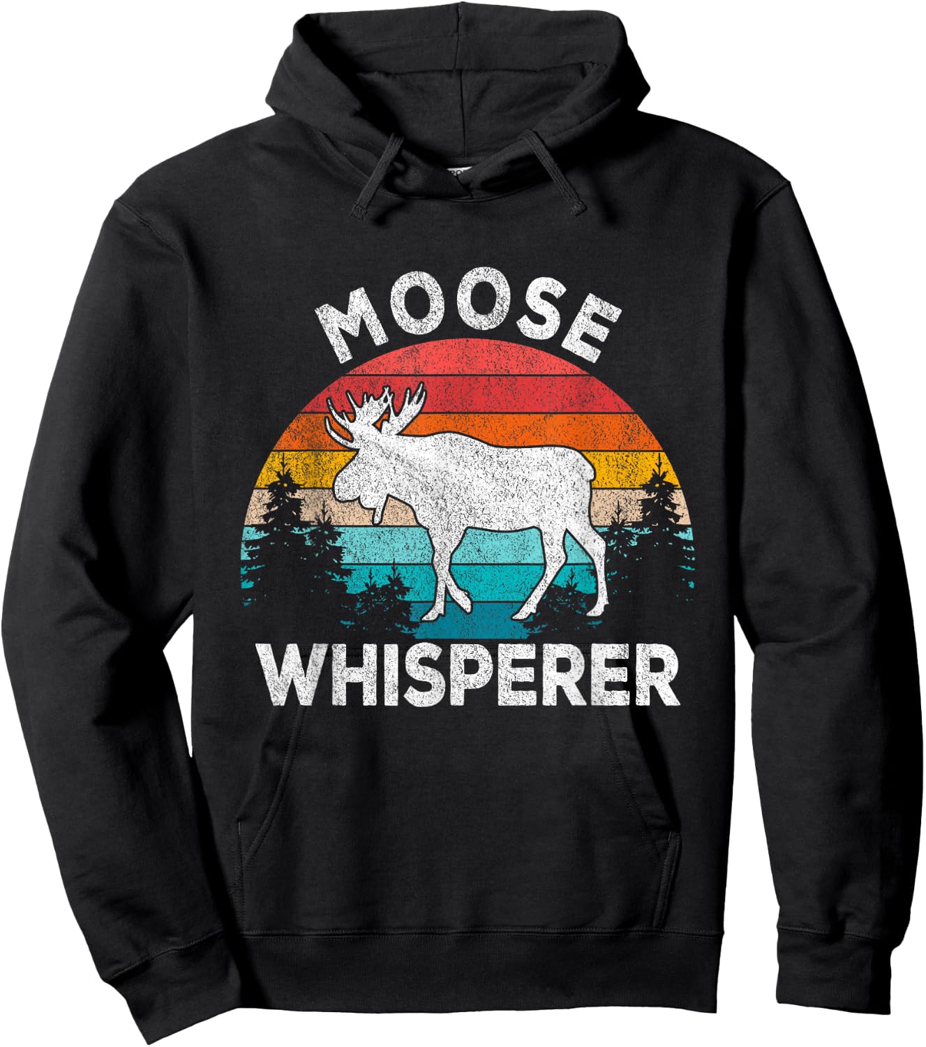 Moose Whisperer Moose Lover Funny Moose Quote Retro Hoodie - Hoodie | Black