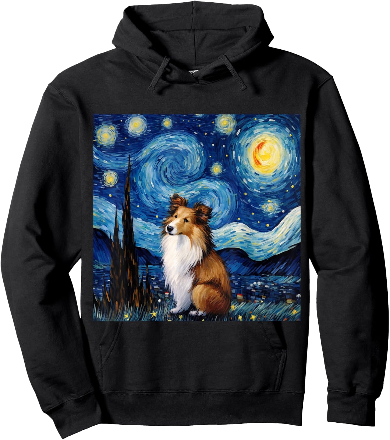 Sheltie Starry Night - Sheltie Hoodie - Hoodie | Black
