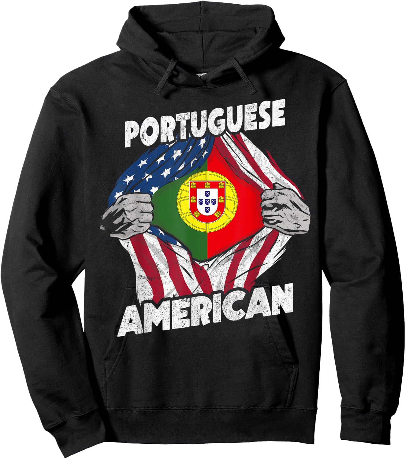 Portuguese And American Flag Portugal Proud Hoodie - Hoodie | Black