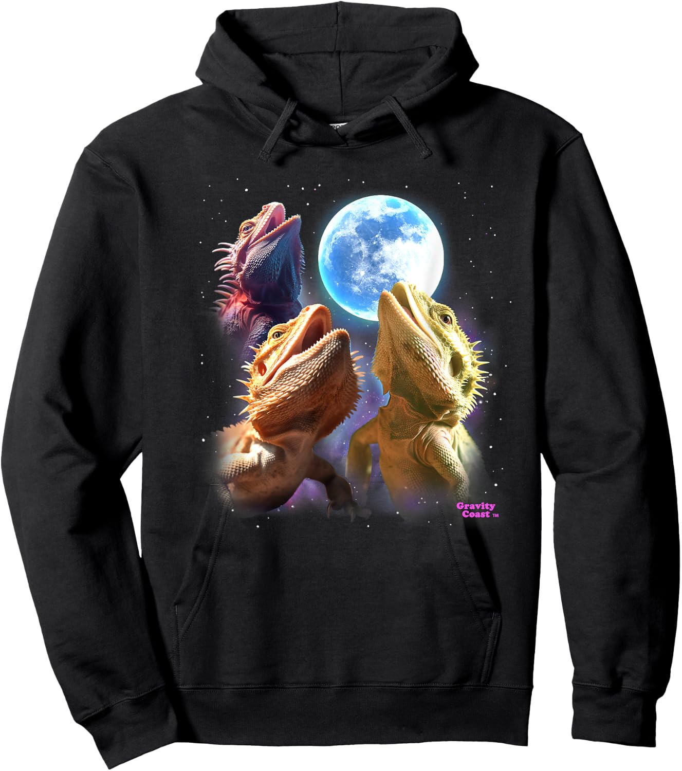 Bearded Dragon Shirts Lizards Howling at the Moon Beardies Hoodie - Hoodie | Black