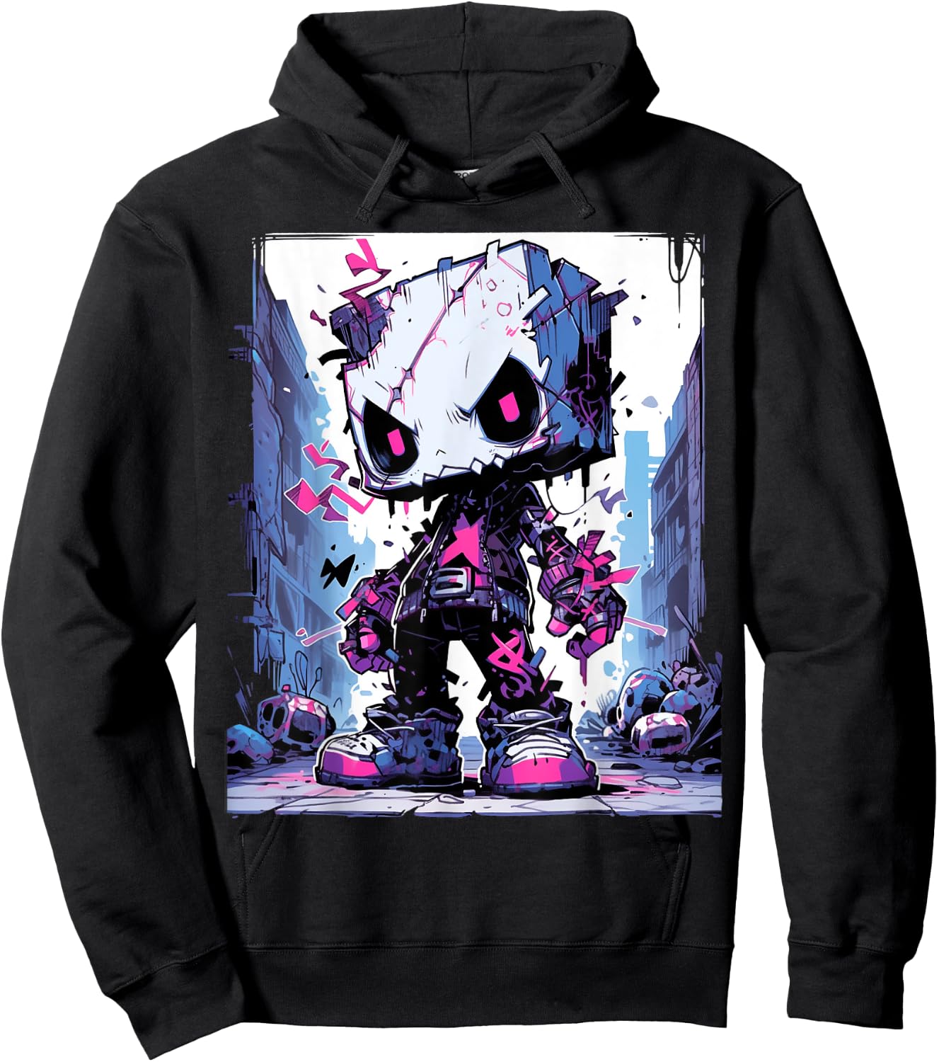 Funny Monster Cute Cartoon Comic Halloween Graffiti Anime Hoodie - Hoodie | Black