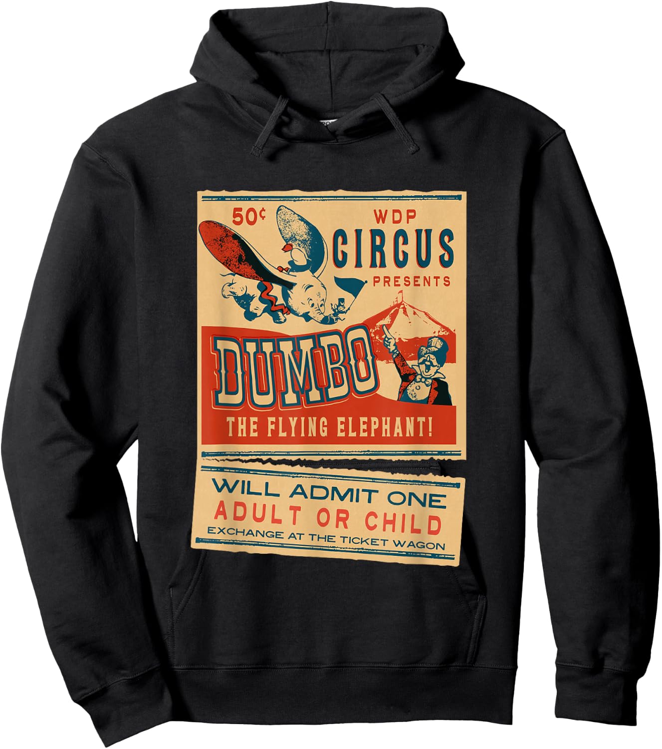 Disney Dumbo the Flying Elephant Circus Ticket Vintage Retro Hoodie - Hoodie | Black