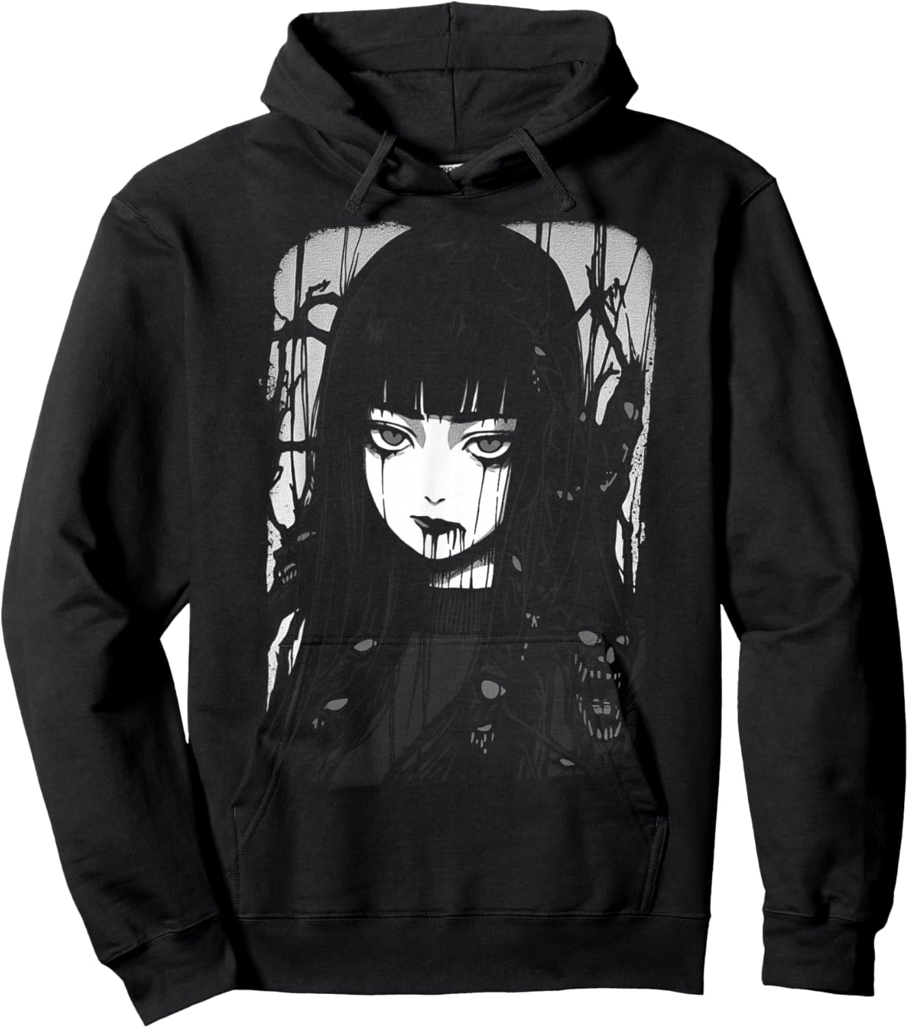 Creepy Japanese Anime Manga Horror | Pastel Goth Grunge Hoodie - Hoodie | Black