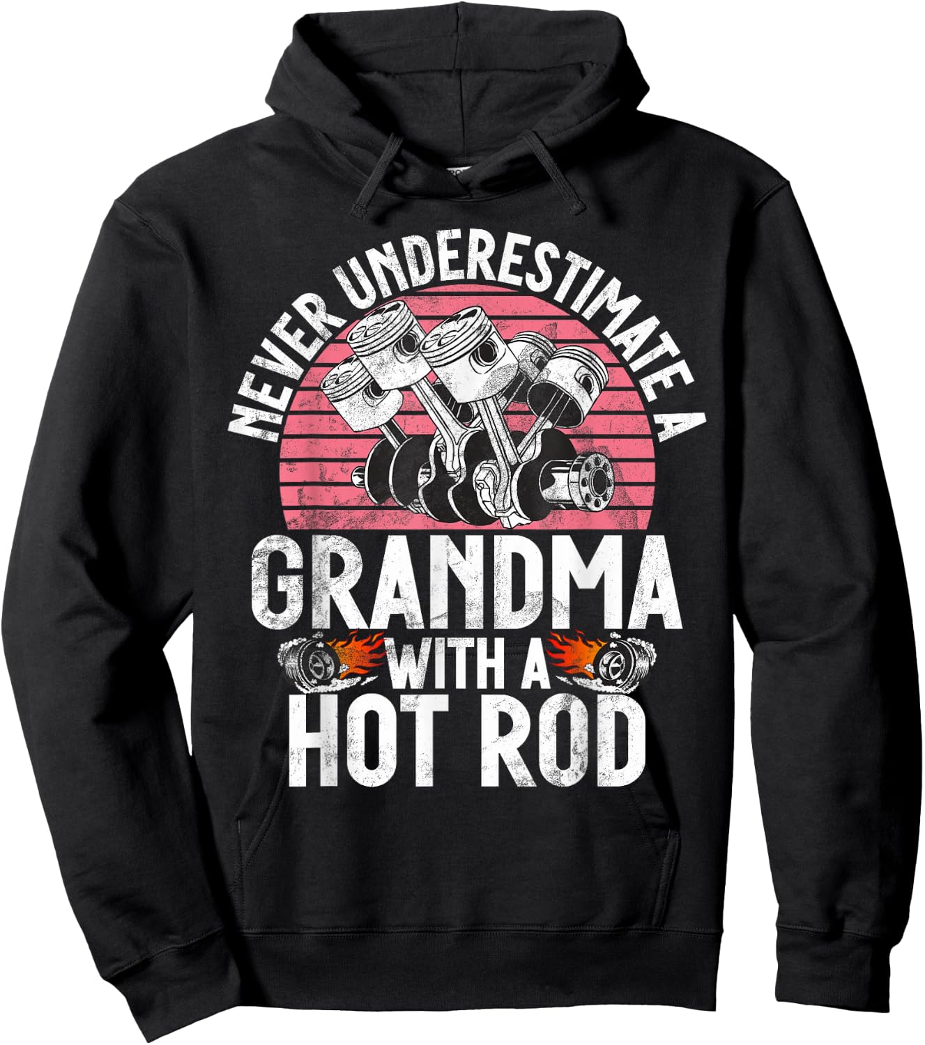 Never underestimate a Grandma with a Hot Rod Grandma Hoodie - Hoodie | Black
