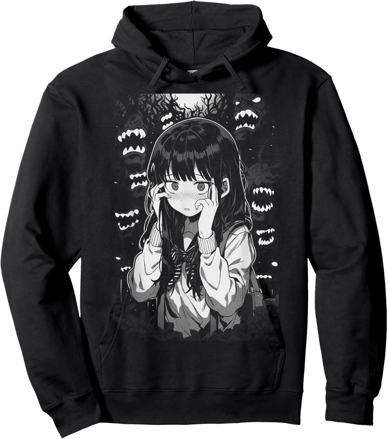 Horror Anime Manga Harajuku Gothic Grunge Aesthetic | Egirl Hoodie - Hoodie | Black