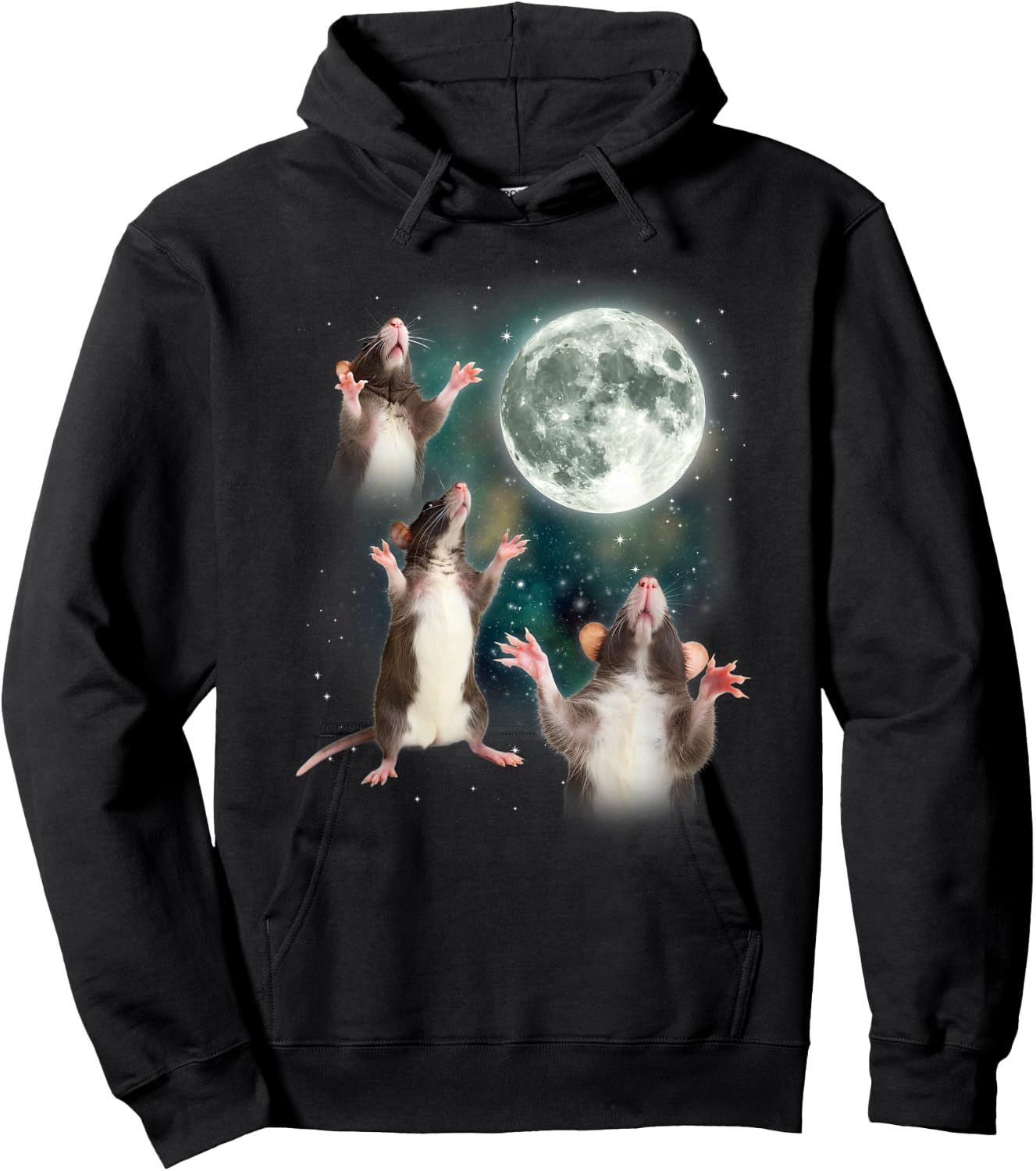 Three Rat Moon | 3 Rats with Dead Moon Oddly Specific Cursed Hoodie - Hoodie | Black
