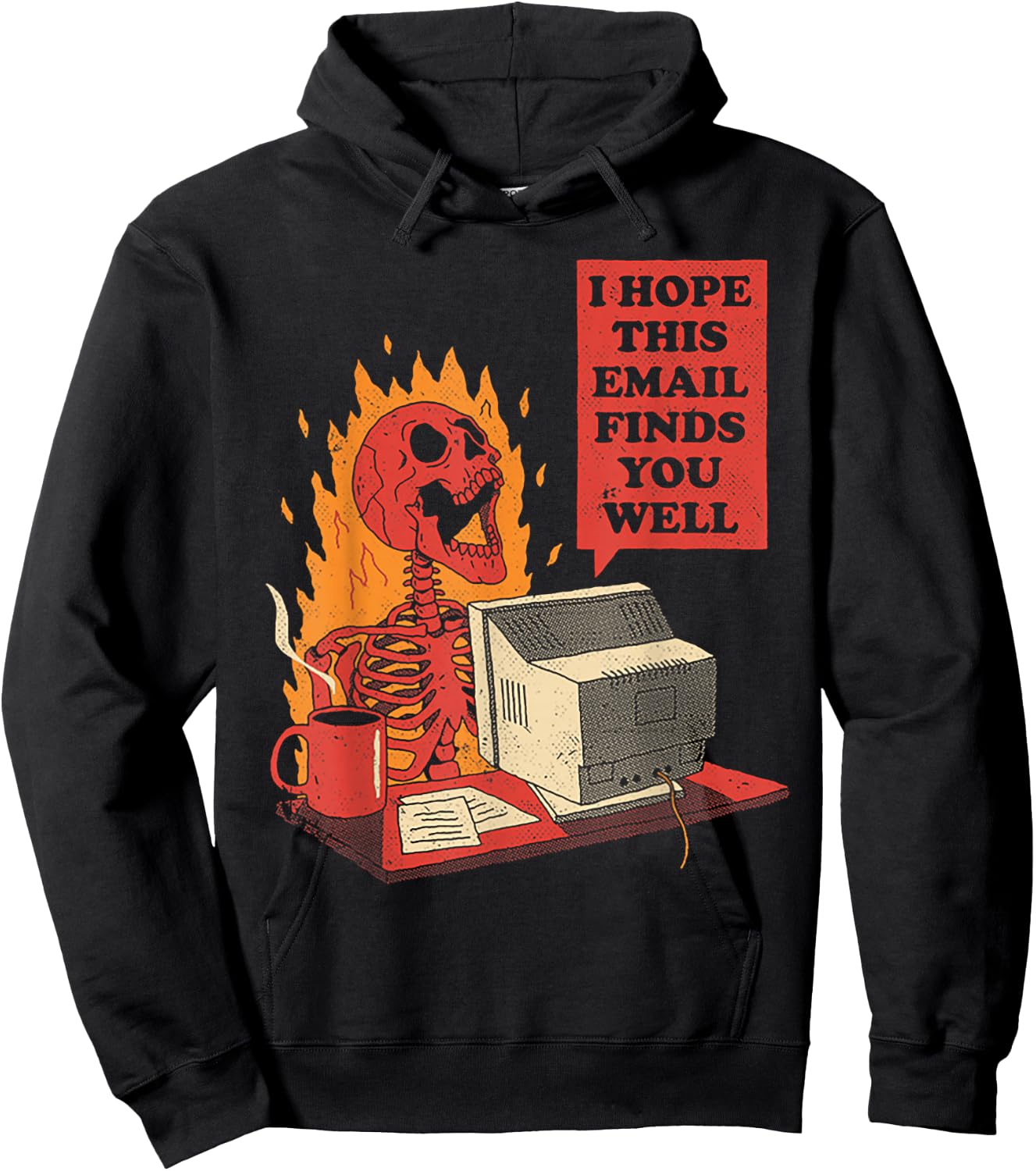 Skeleton I Hope This Emails Finds You Well Hoodie - Hoodie | Black
