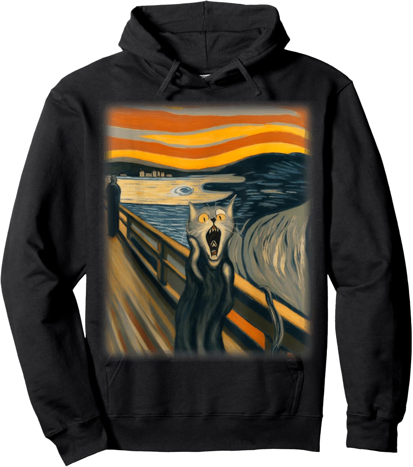 The Scream Cat Funny Munch Cat | Cat Lover, Cat Mom, Cat Dad Hoodie - Hoodie | Black