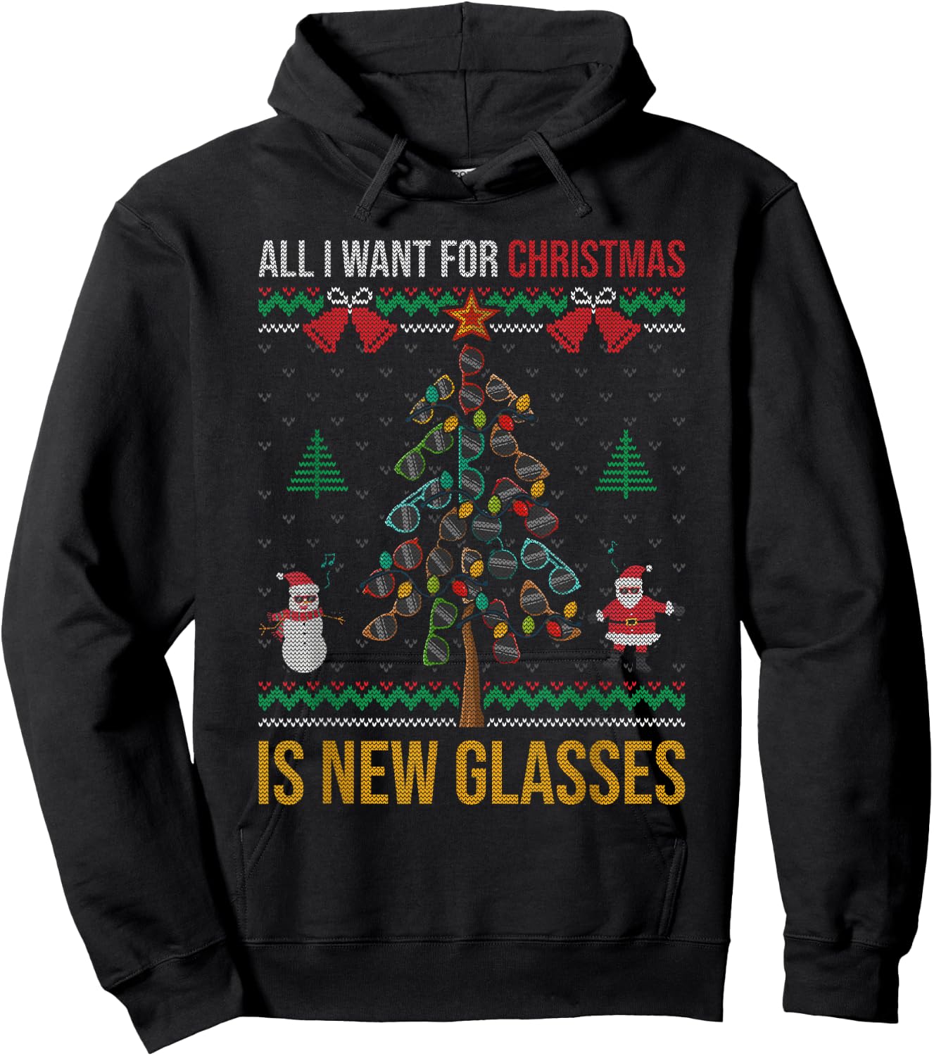 All I Want For Christmas Is New Glasses Optometrist Optician Hoodie - Hoodie | Black