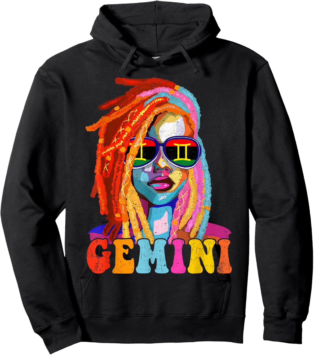 Gemini Queen African American Loc'd Women Zodiac Sign Hoodie - Hoodie | Black