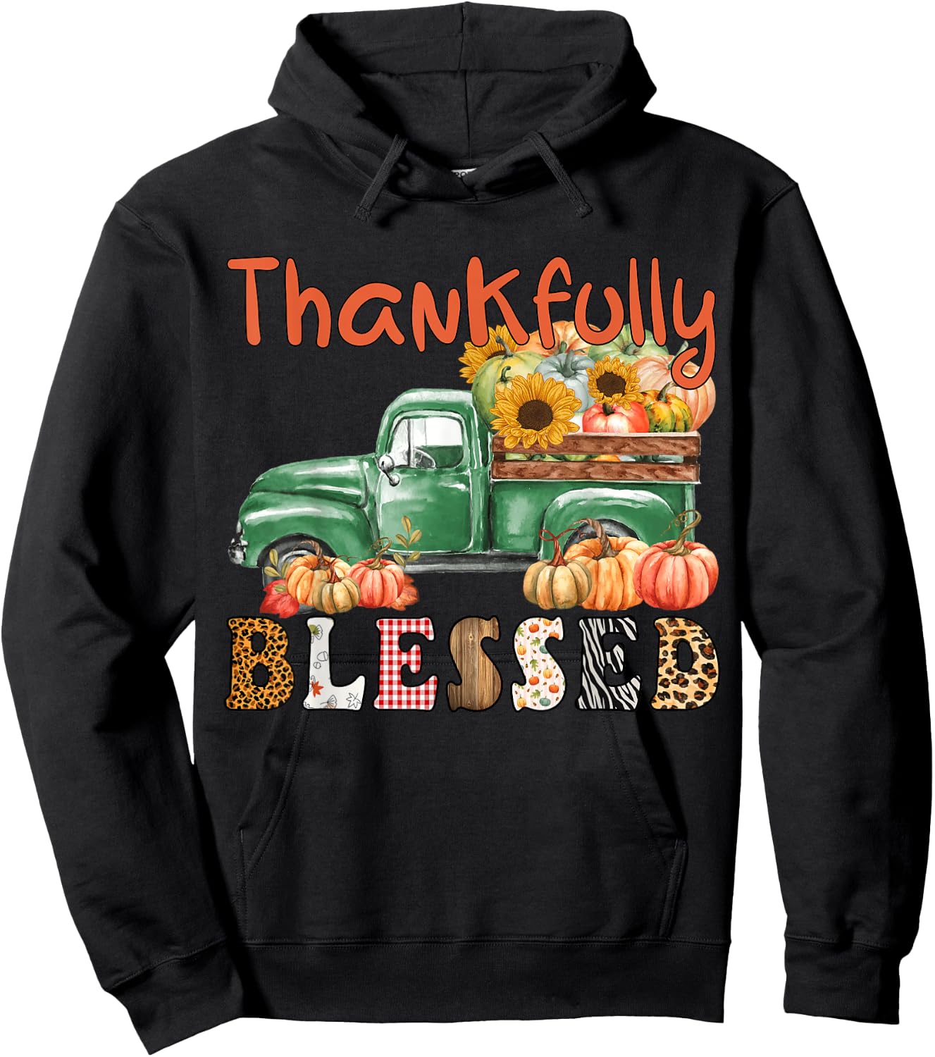 Cute It's Fall Y'all Pumpkin Maple Farm Truck Autumn Fall Hoodie - Hoodie | Black