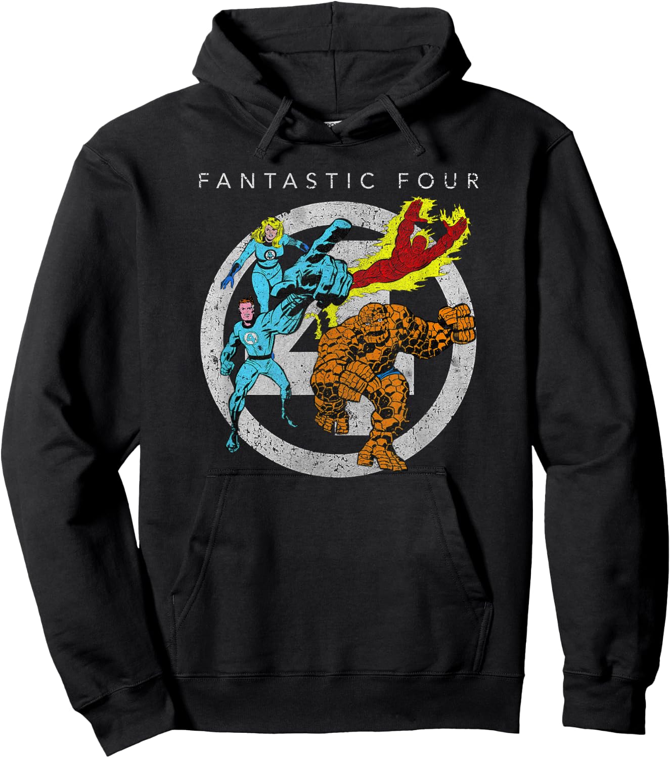 Marvel Fantastic Four Team up Distressed Classic Logo Hoodie - Hoodie | Black