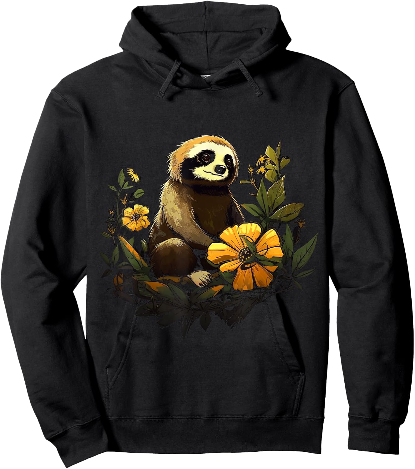 Sloth flowers - animal art animal motif artwork sloth Hoodie - Hoodie | Black