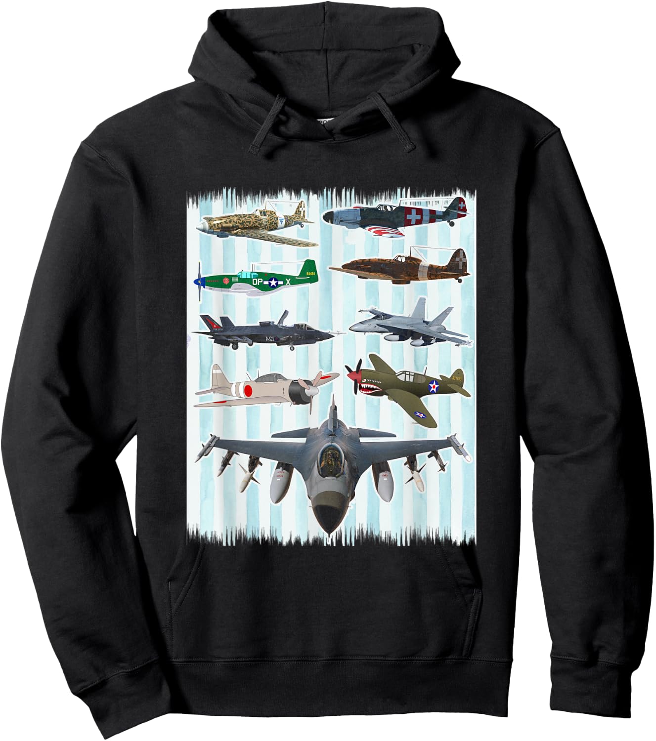 WW2 Planes Warbirds P51 Mustang Spitfire Messerschmitt Hoodie - Hoodie | Black