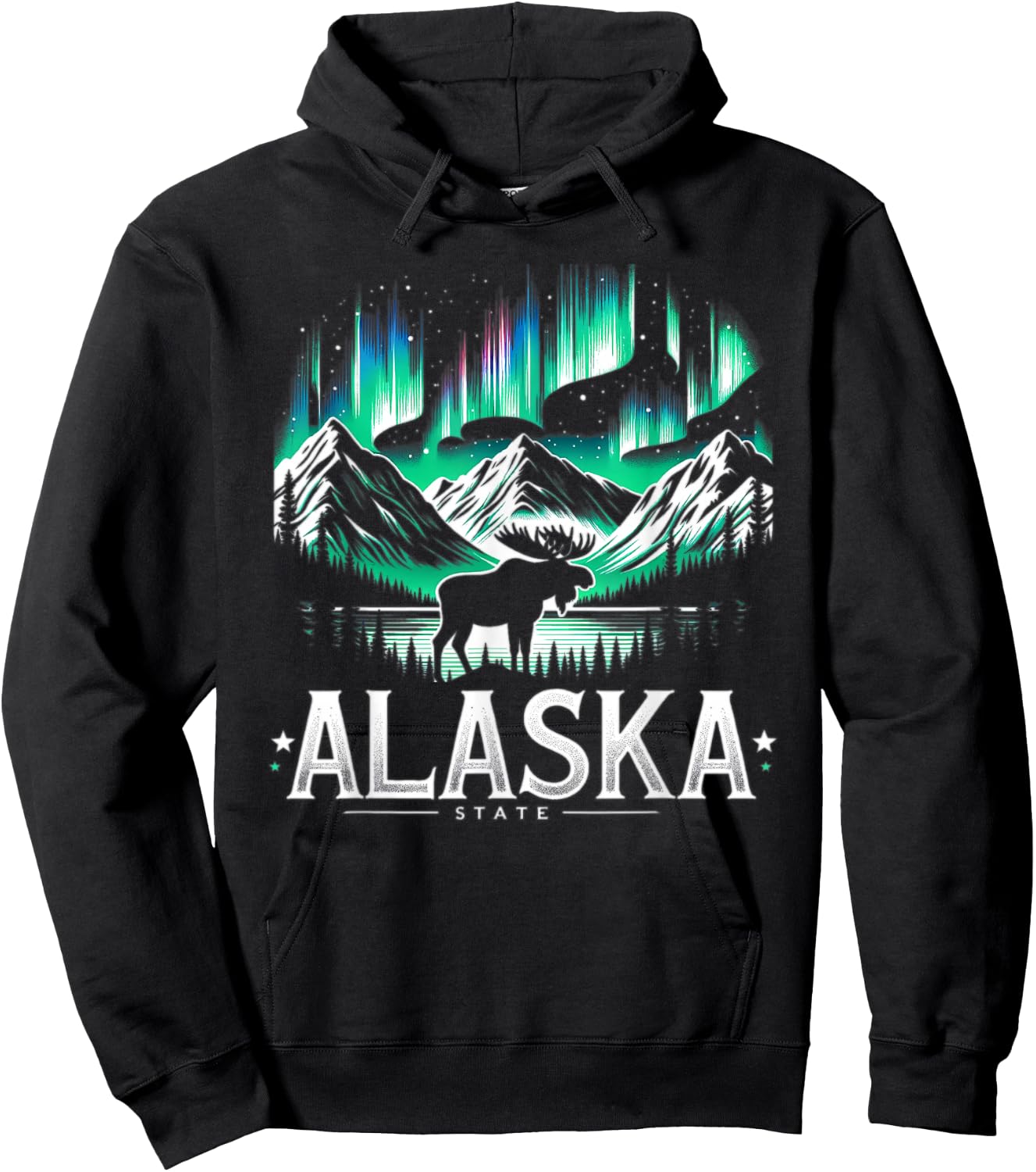 Alaska Day The Last Frontier Alaska Mountain Moose Souvenir Hoodie - Hoodie | Black