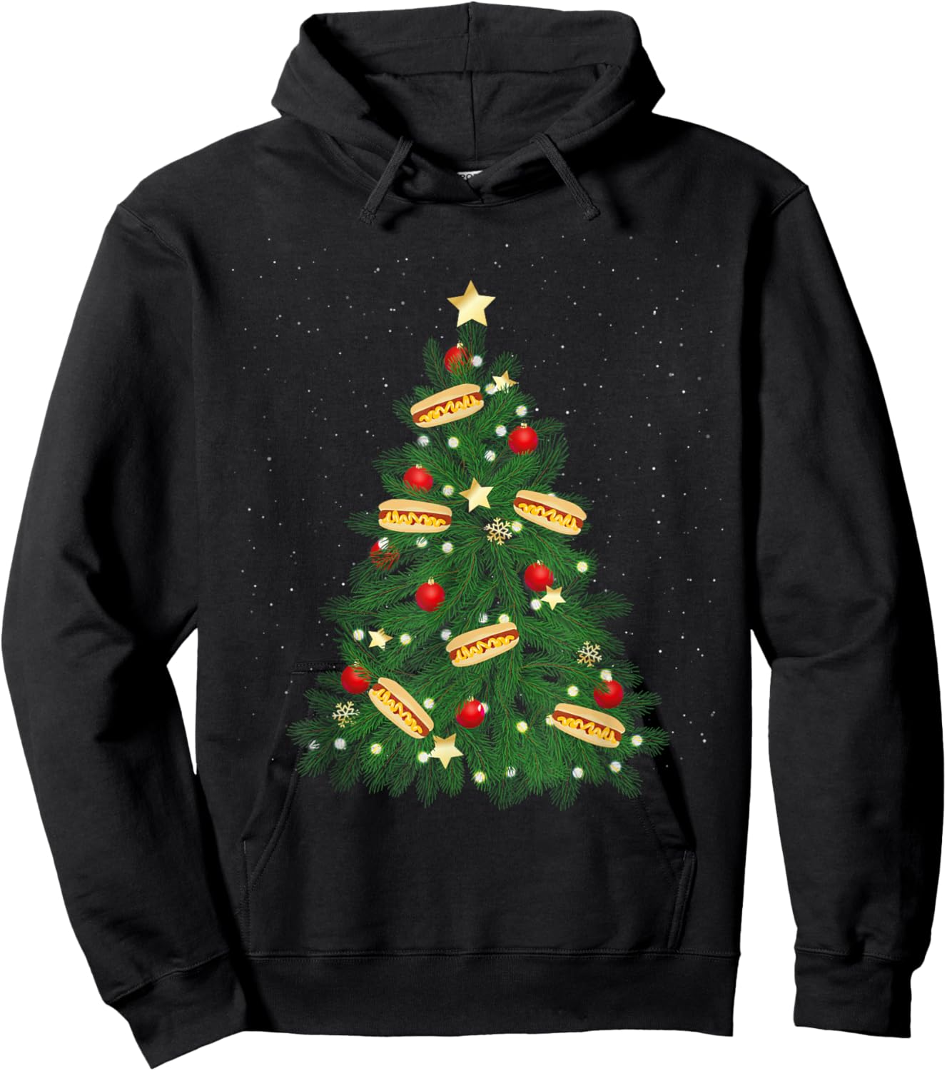 Hot Dog Adult Christmas Tree Hoodie - Hoodie | Black