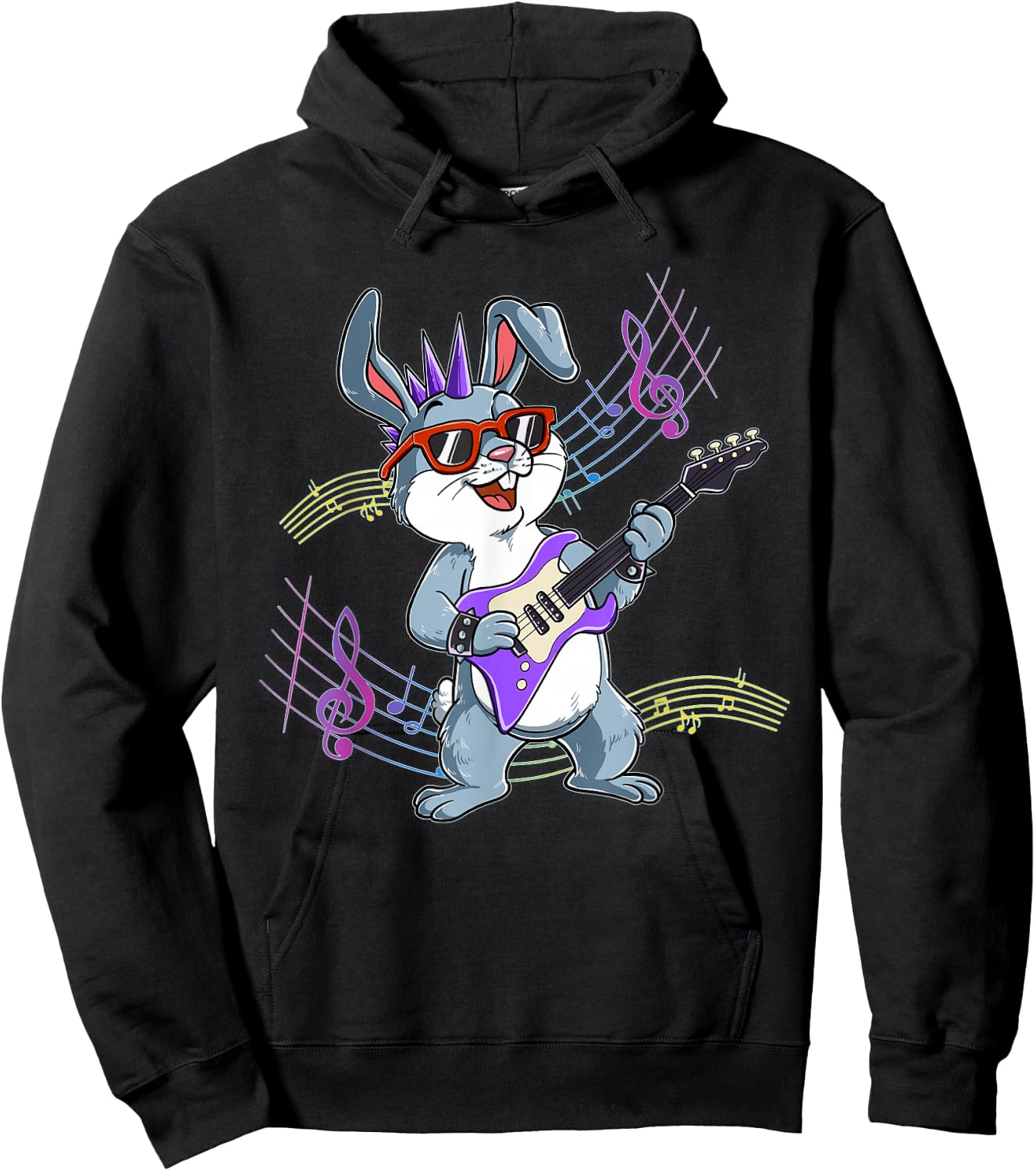 Rabbit Guitar Rockstar Hoodie - Hoodie | Black