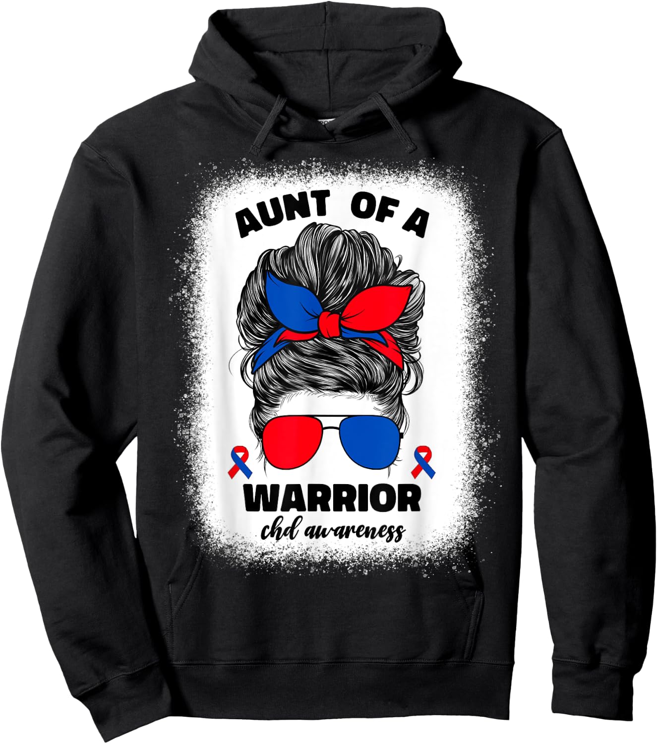 Aunt of a Warrior CHD Congenital Heart Defect Awareness Aunt Hoodie - Hoodie | Black