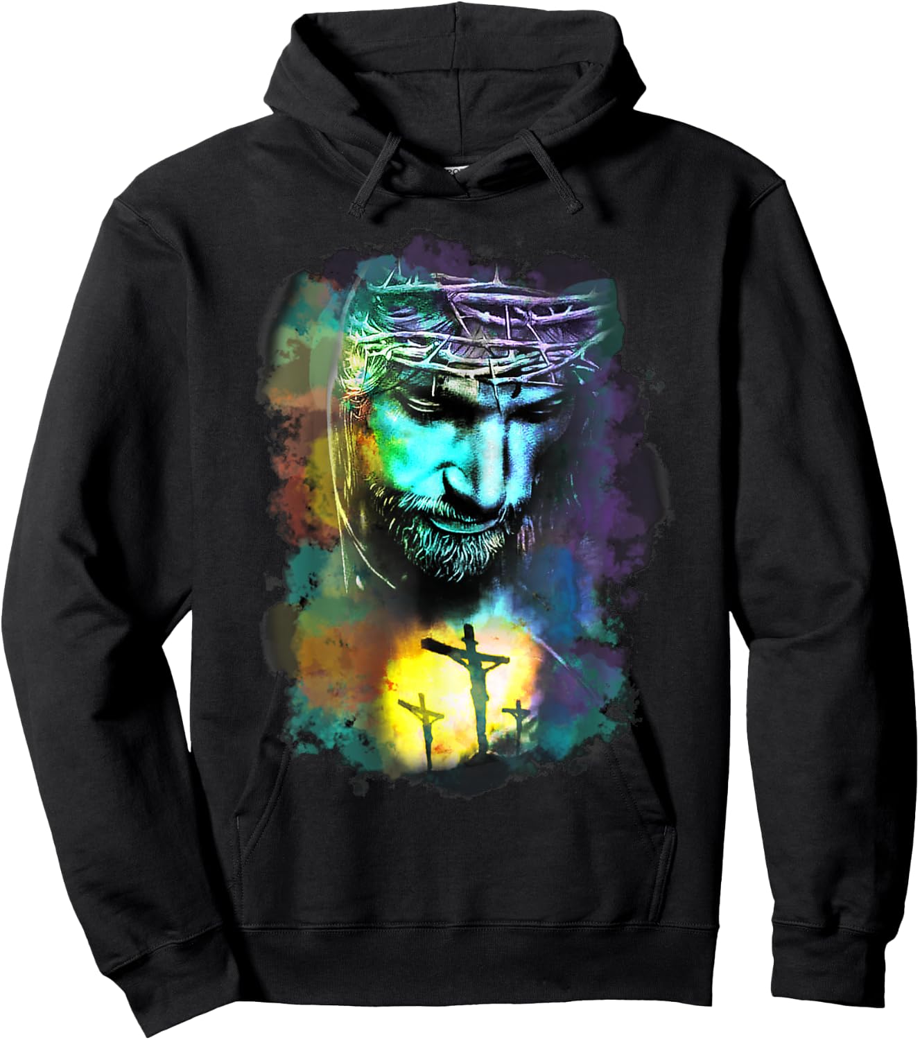 Jesus Christ Cross Religious Picture Christian Art Print Hoodie - Hoodie | Black