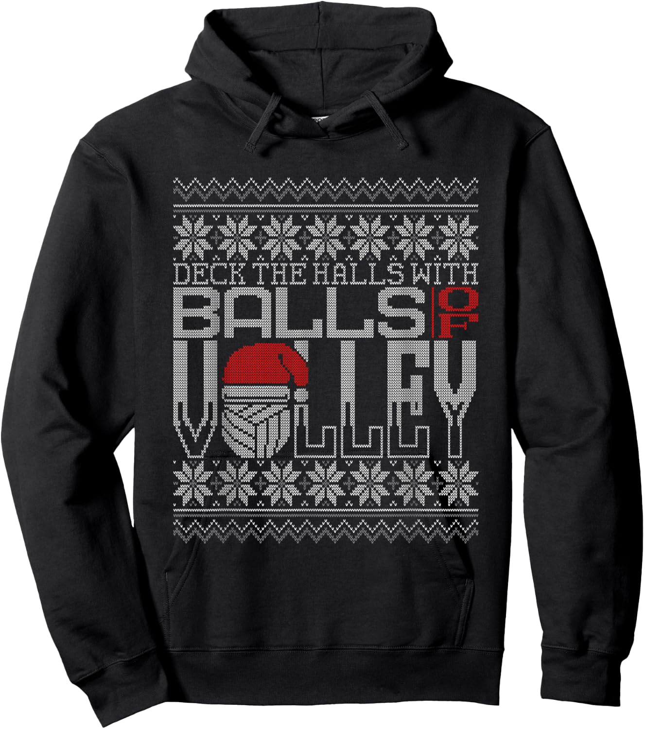Deck The Halls With Balls Of Volley Volleyball Ugly Sweater Hoodie - Hoodie | Black