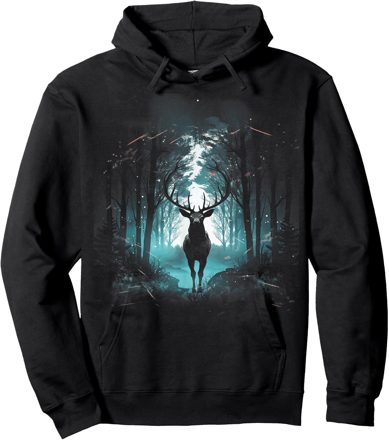 Forest Deer Wildlife Animal Illustration Hoodie - Hoodie | Black
