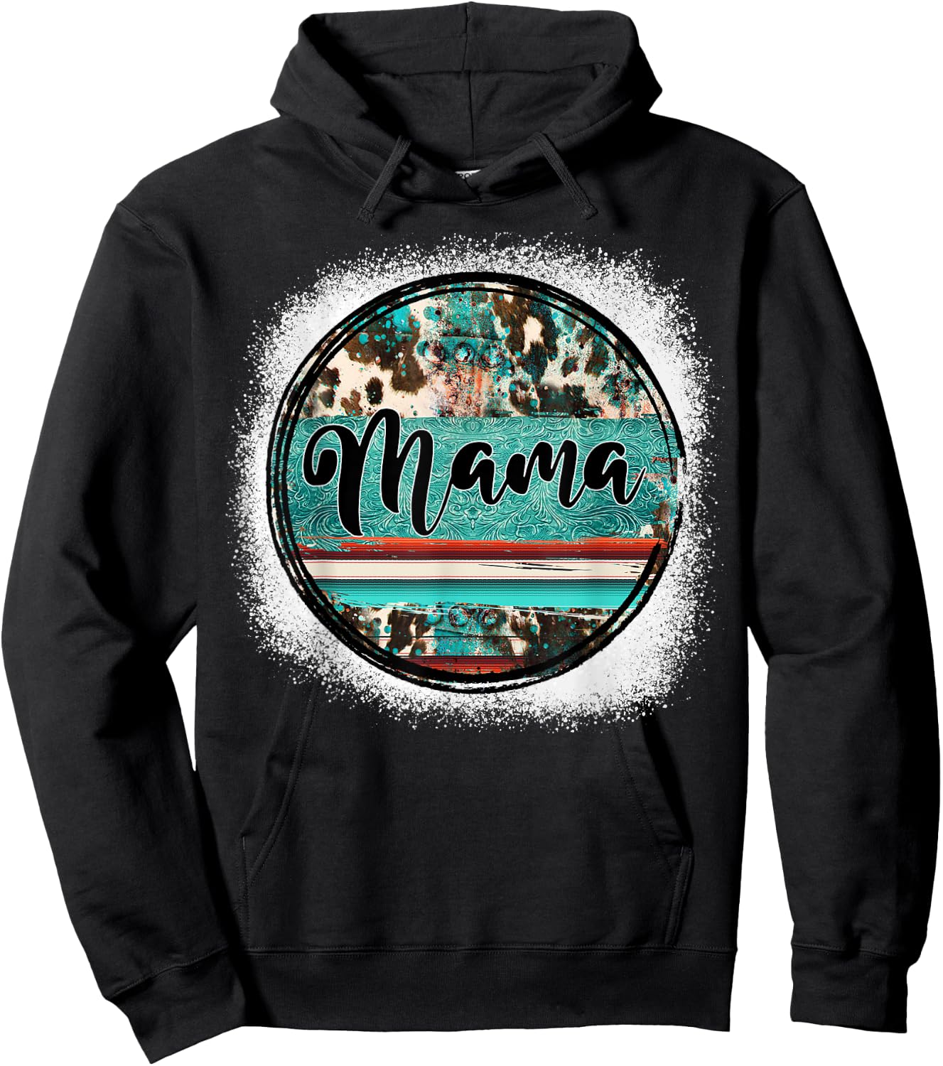 Western Bleached Turquoise Cowgirl Rodeo Mama Mother's Day Hoodie - Hoodie | Black