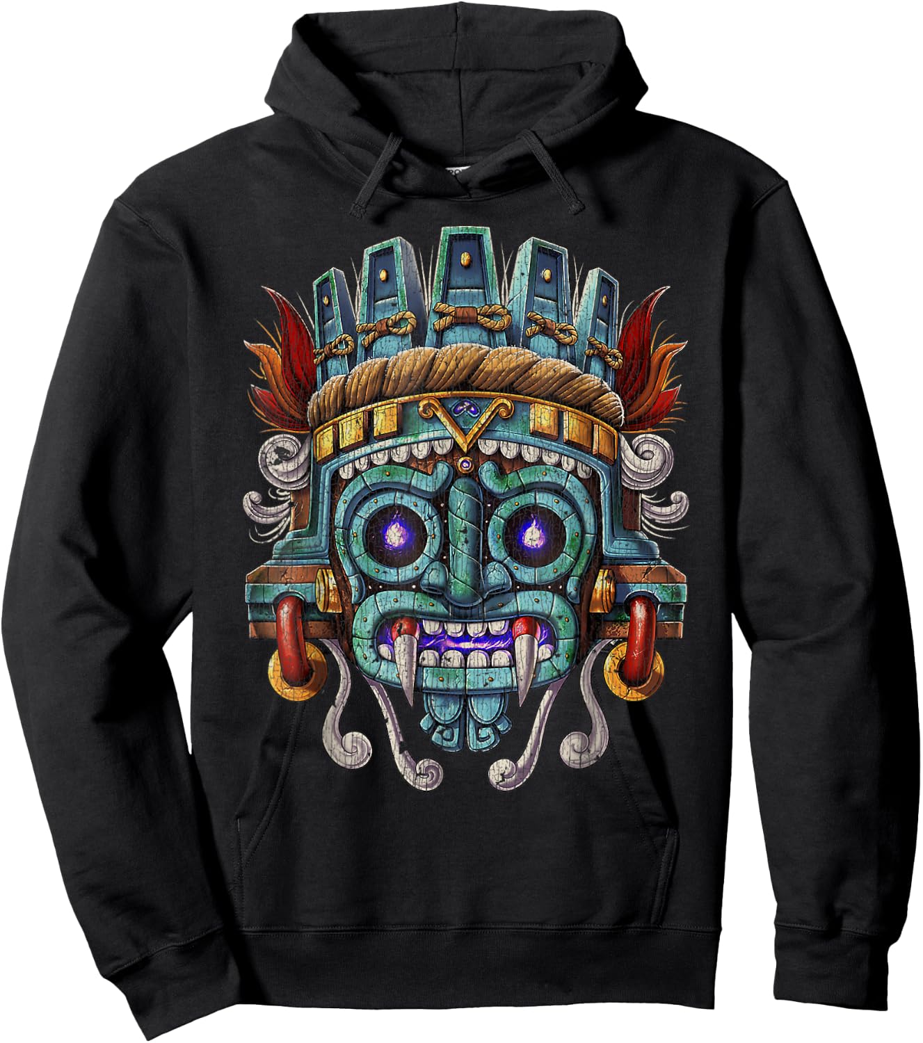 Vintage Aztec God Tlaloc Mayan Mythology Deity Mexican copy Hoodie - Hoodie | Black
